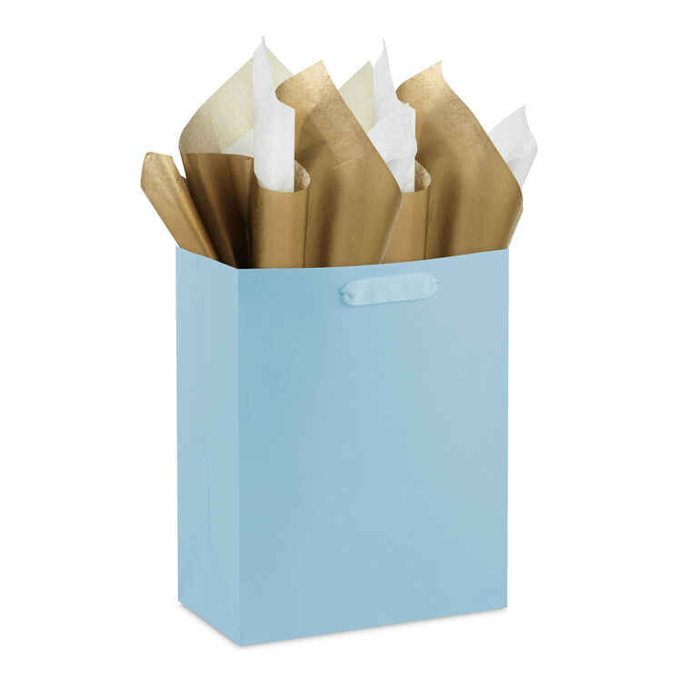 Solid White/Metallic Gold 2-Pack Holiday Tissue Paper in use image number 5