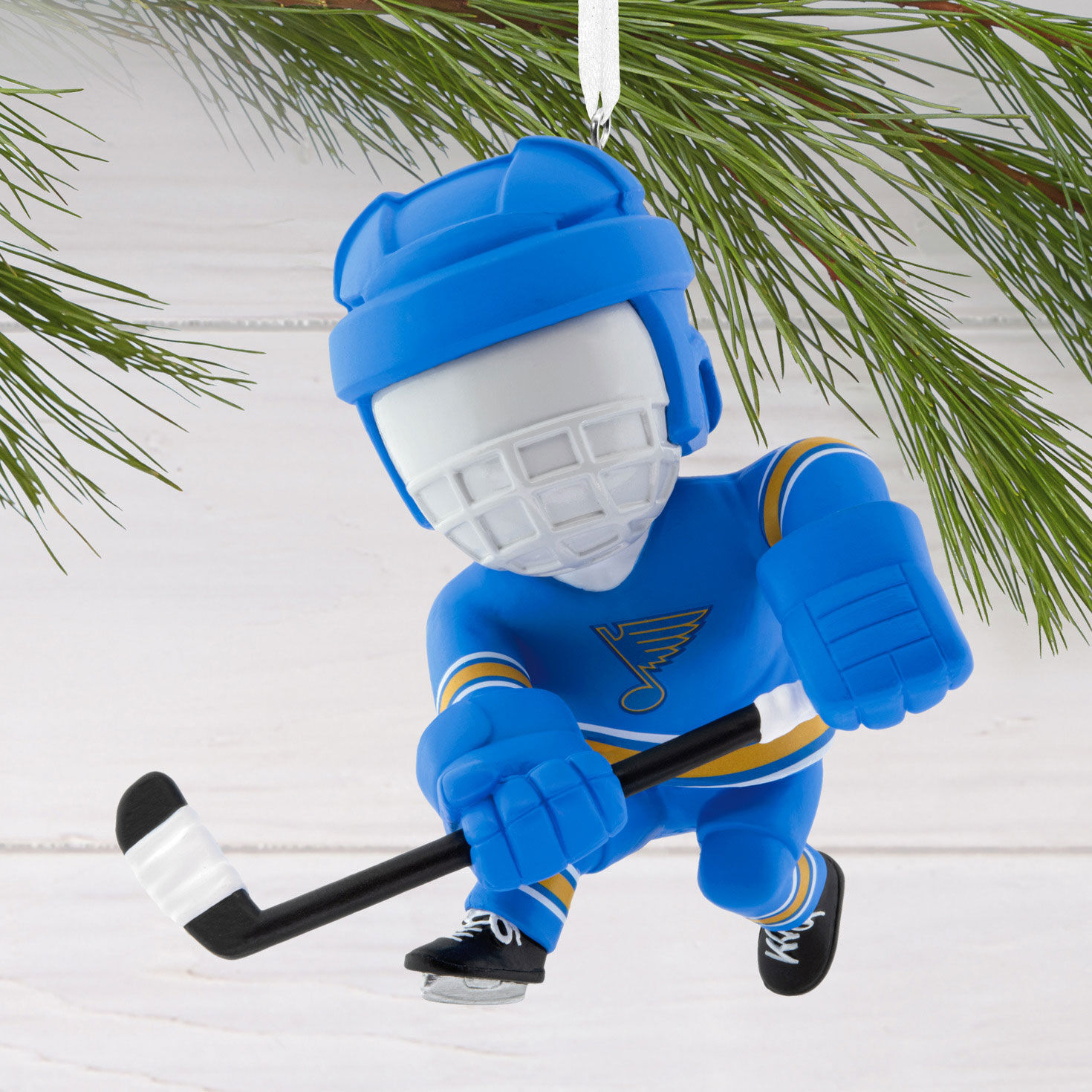 St. Louis Blues Hockey Player Christmas Ornament hanging on tree image number 2