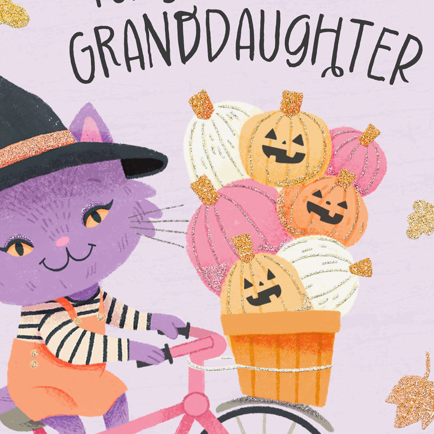Cat on Bike Halloween Card for Granddaughter Card Front Detail image number 4