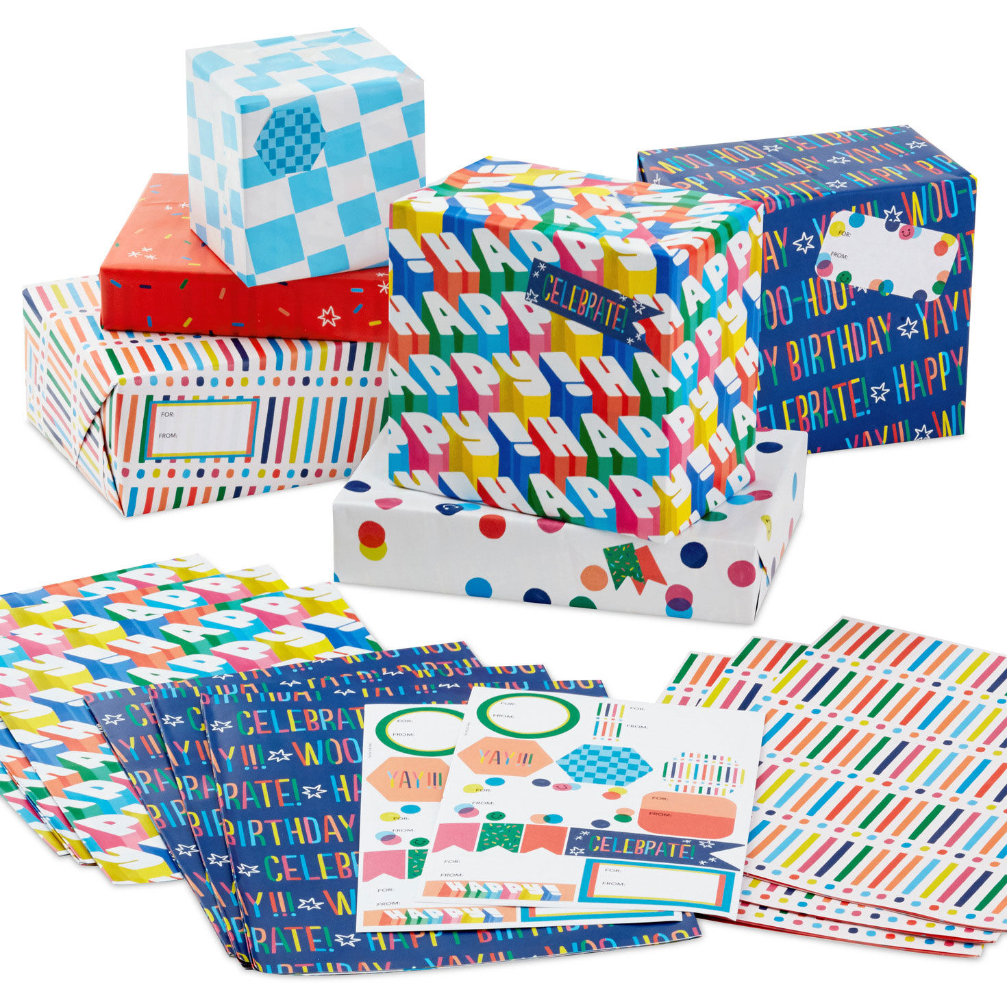 Birthdays and Beyond Reversible Flat Wrapping Paper Assortment With