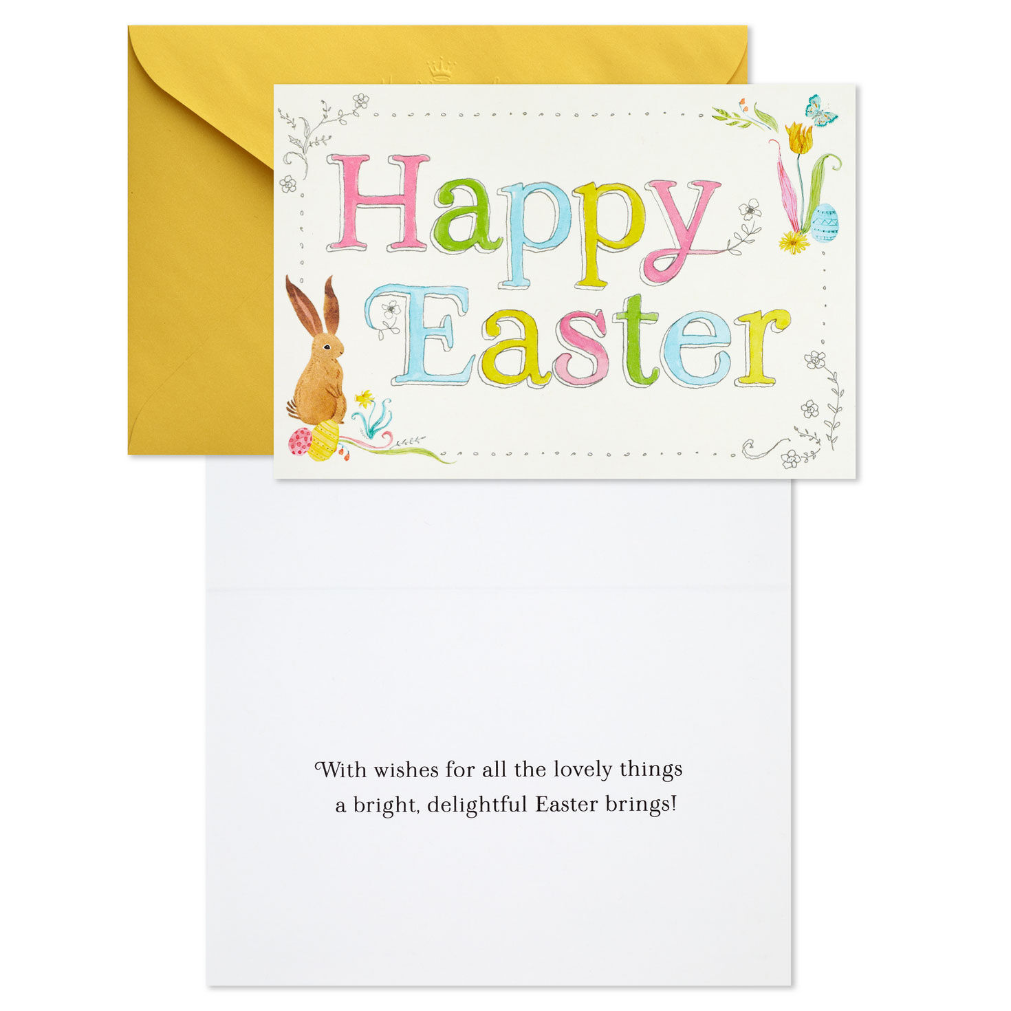 Bunny Floral Frame Easter Cards Pack Card Front with Sentiment image number 2