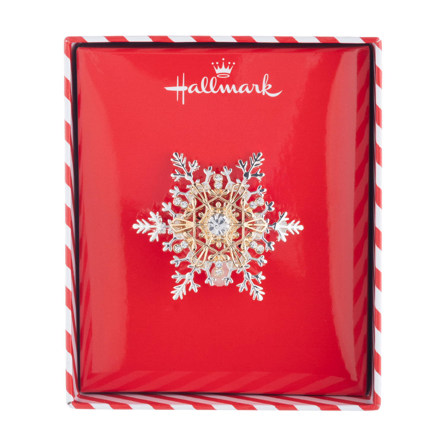 Gold and Silver Snowflake Jewelry Pin package open image number 2
