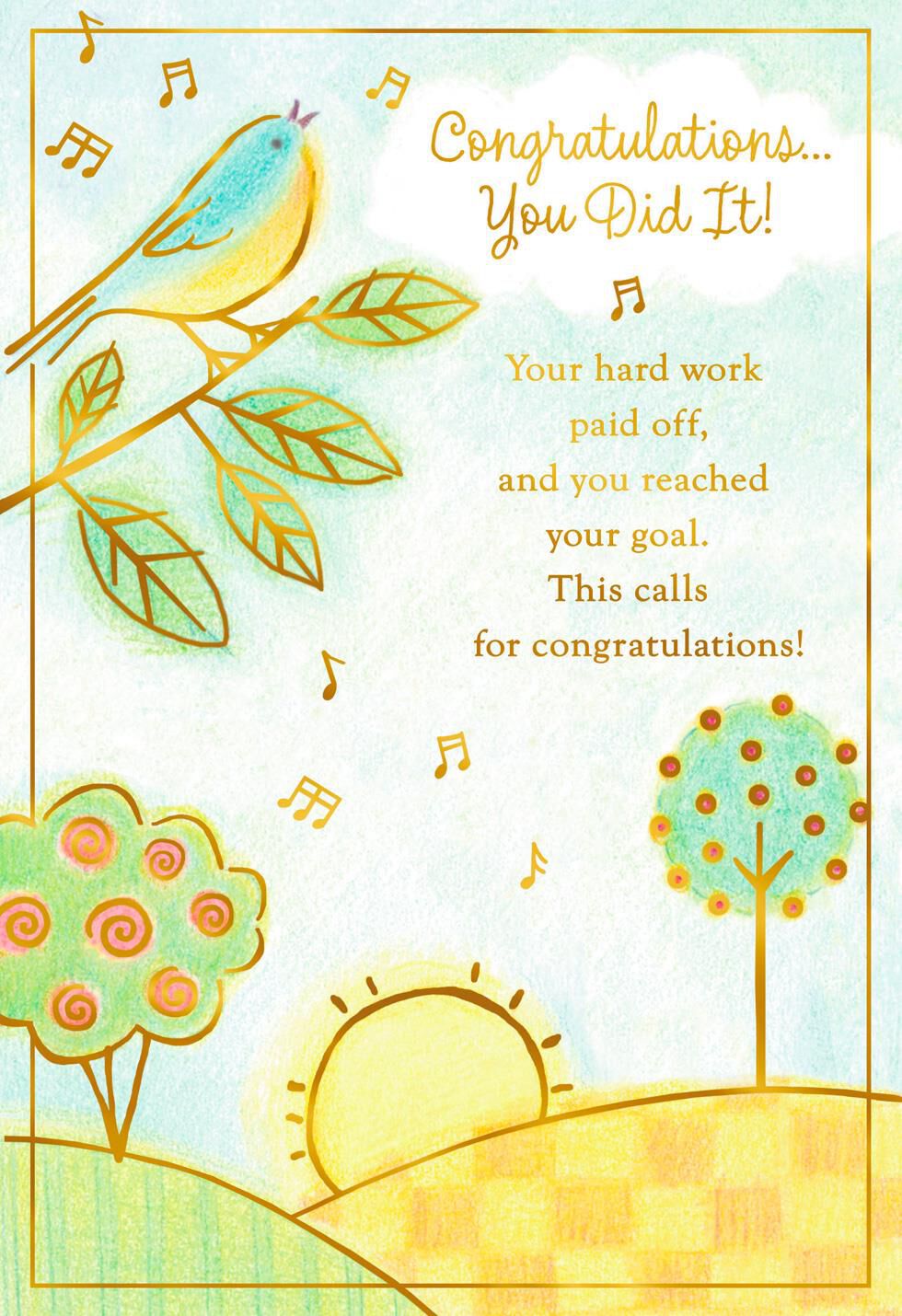 Singing Bird on Tree Congratulations Card