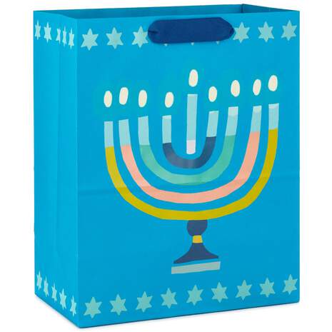 13" Lighted Menorah Hanukkah Gift Bag, , large