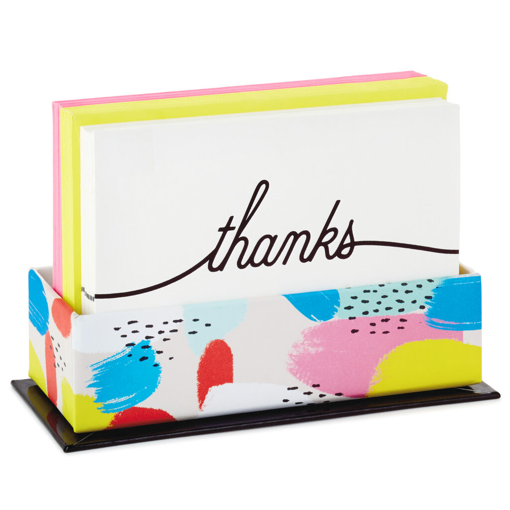 Assorted Blank Note Cards In Abstract Designed Caddy Set Of 40