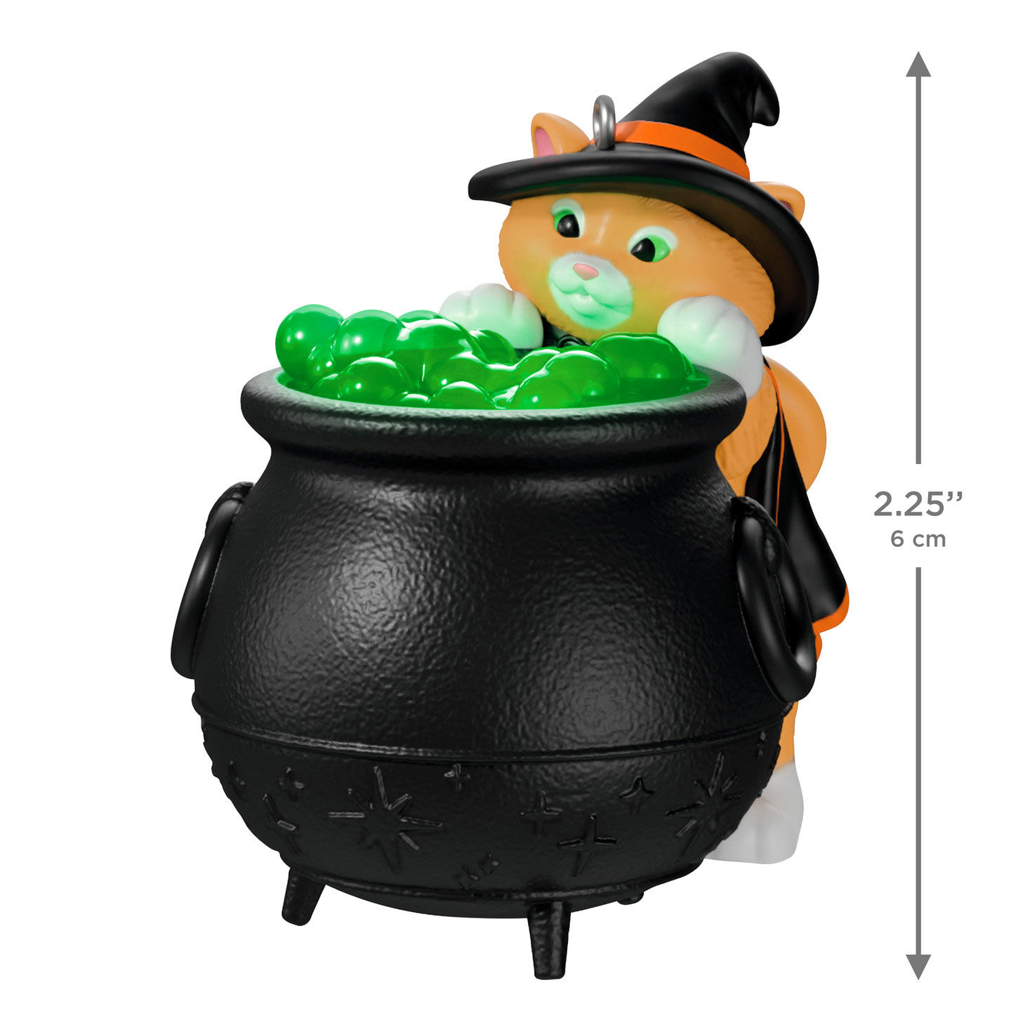 Orange Cat With Witch Cauldron Keepsake Ornament measurement image number 2