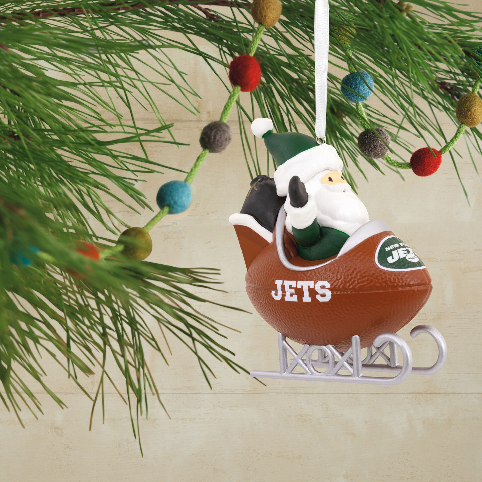 NFL New York Jets Santa Football Sled Hallmark Ornament Gift