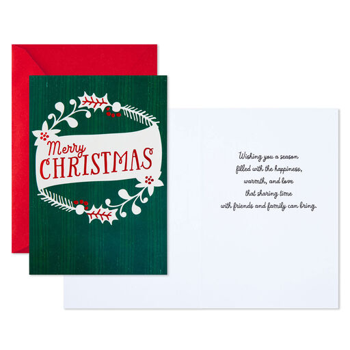 Illustrated Wreath and Banner Christmas Cards, Pack of 10, 