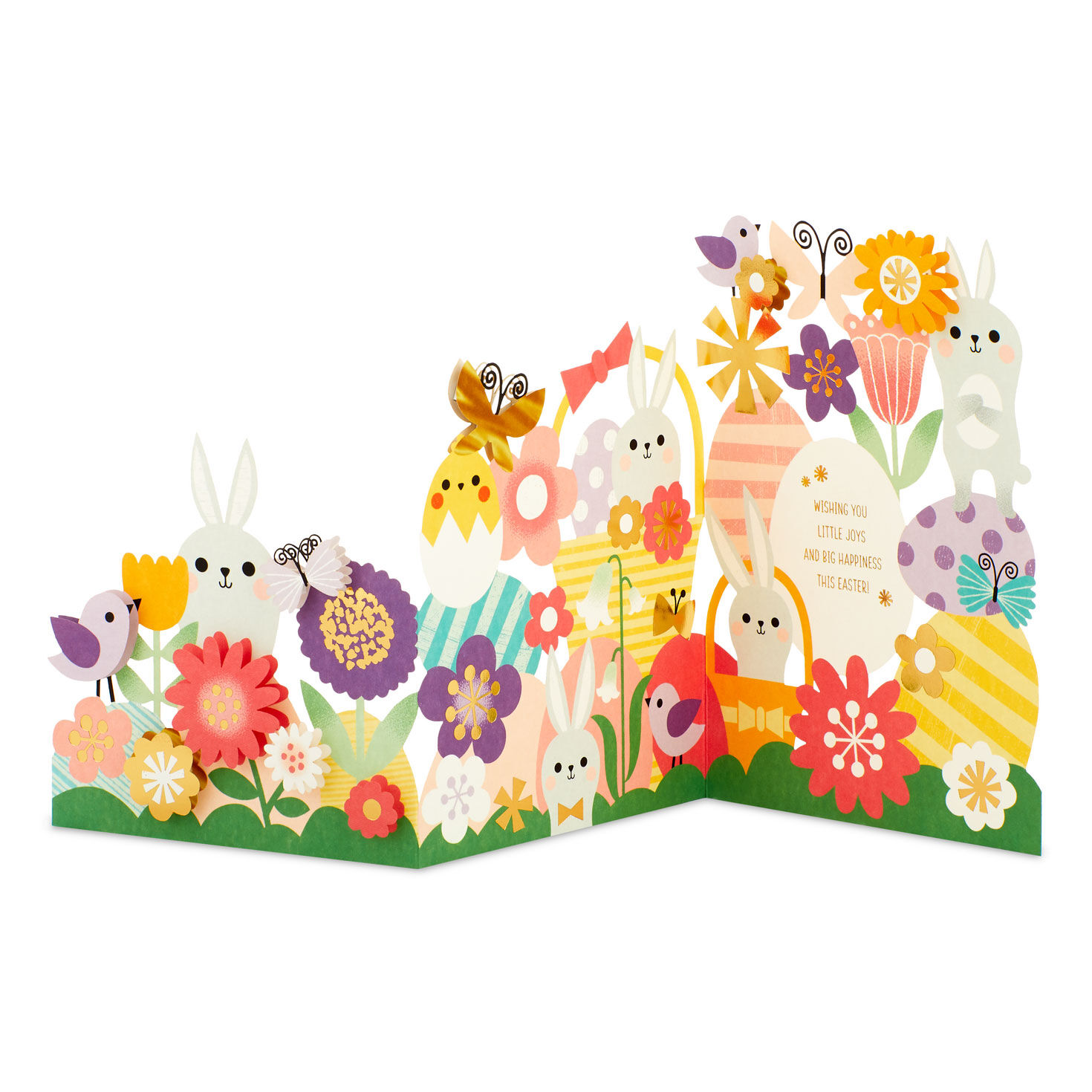 Cute Animals and Flowers Fold Out Easter Card card expanded out image number 2