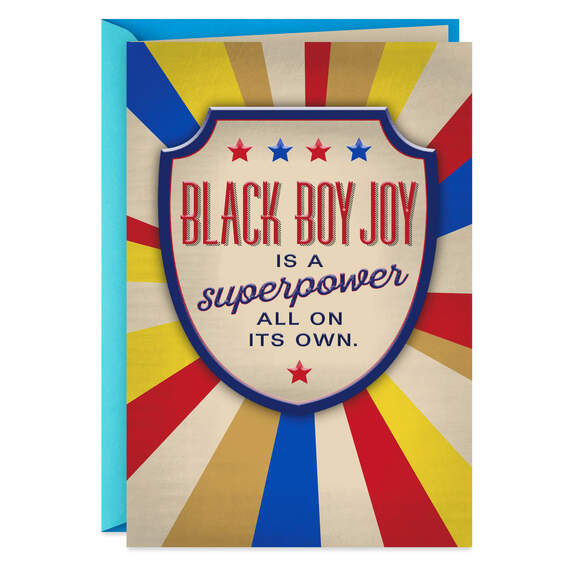 Black Boy Joy Superpower Birthday Card for Kid