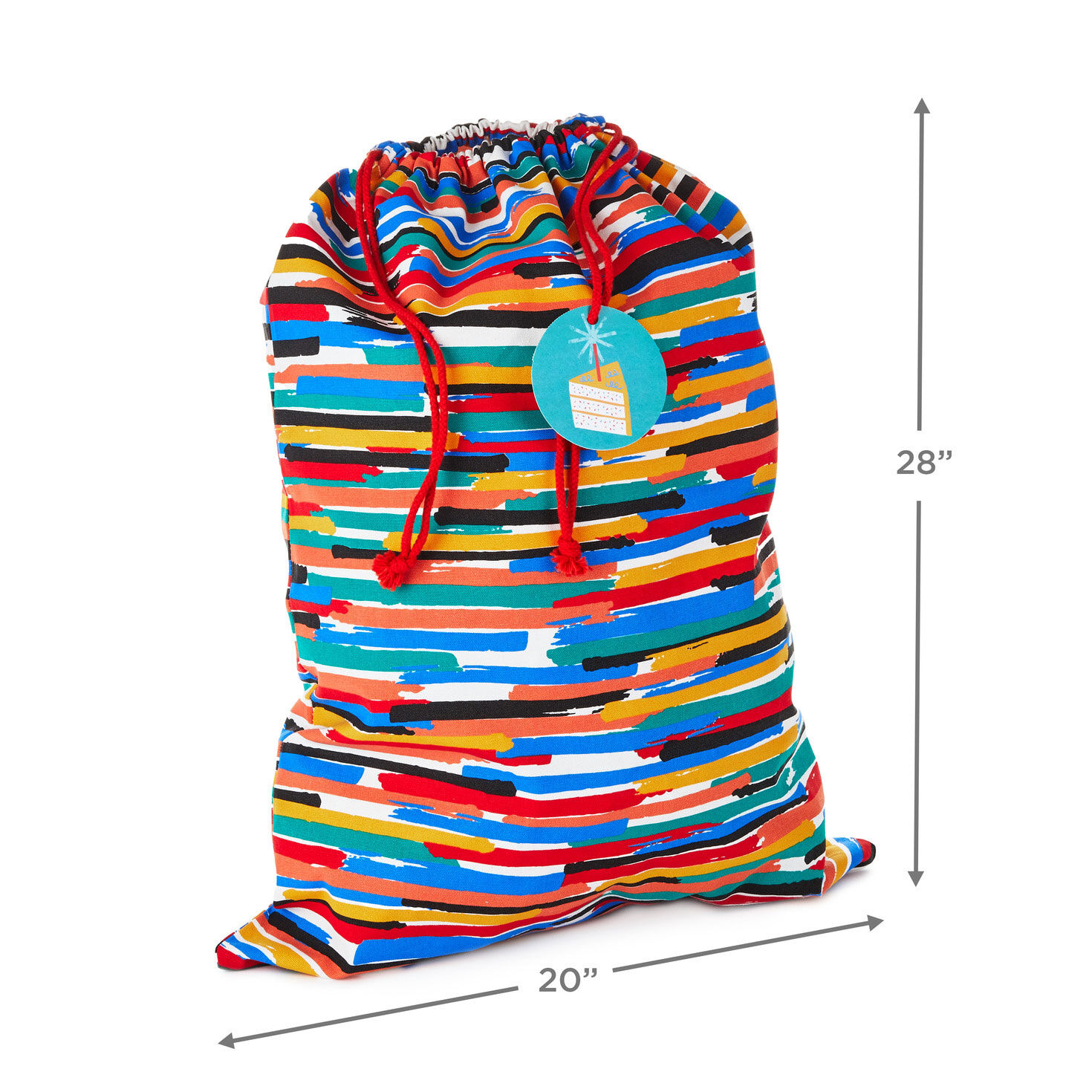 28" Colorful Stripes Fabric Gift Bag With Tag Gift Bags Hallmark
