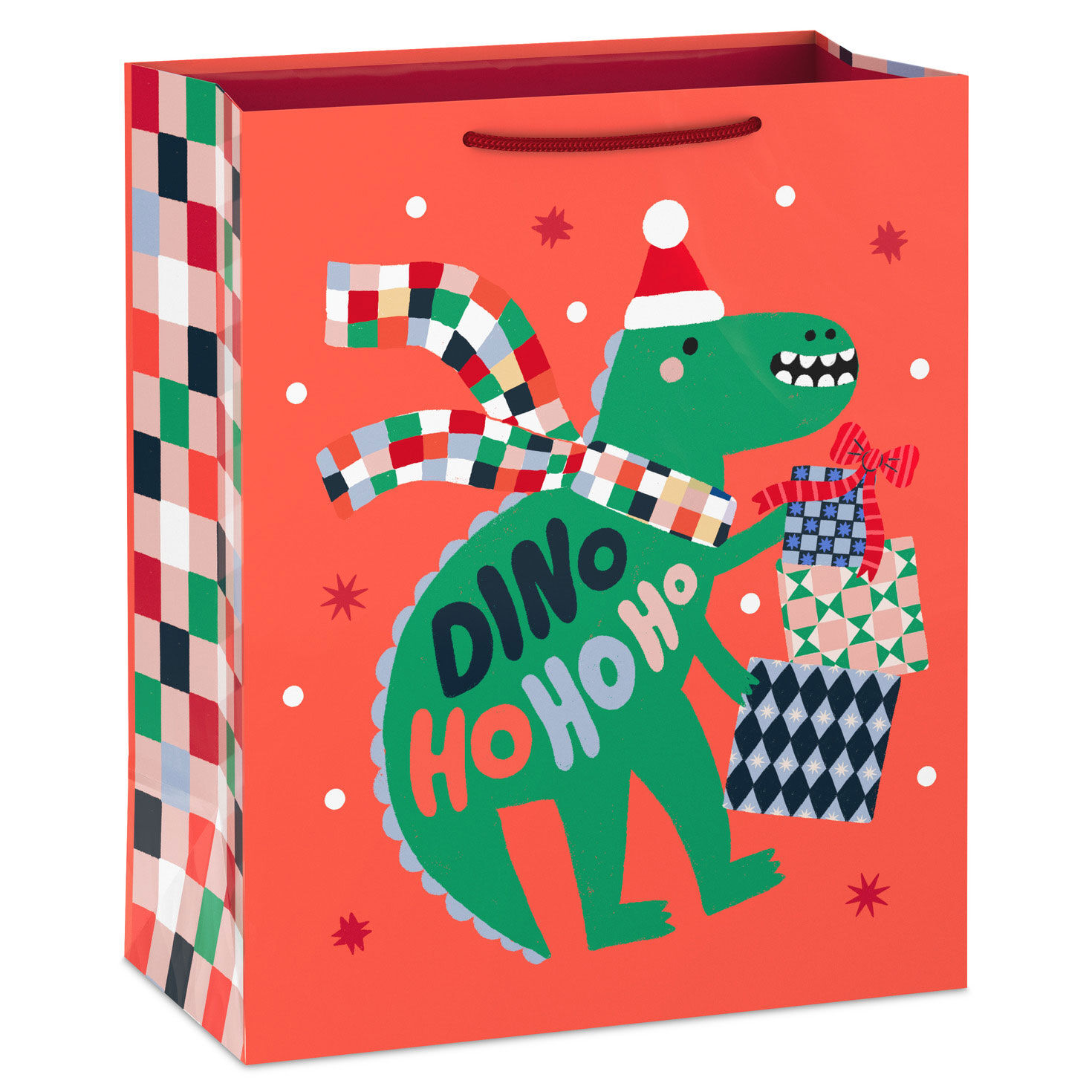 13" Dino Ho Ho Ho Large Christmas Gift Bag
