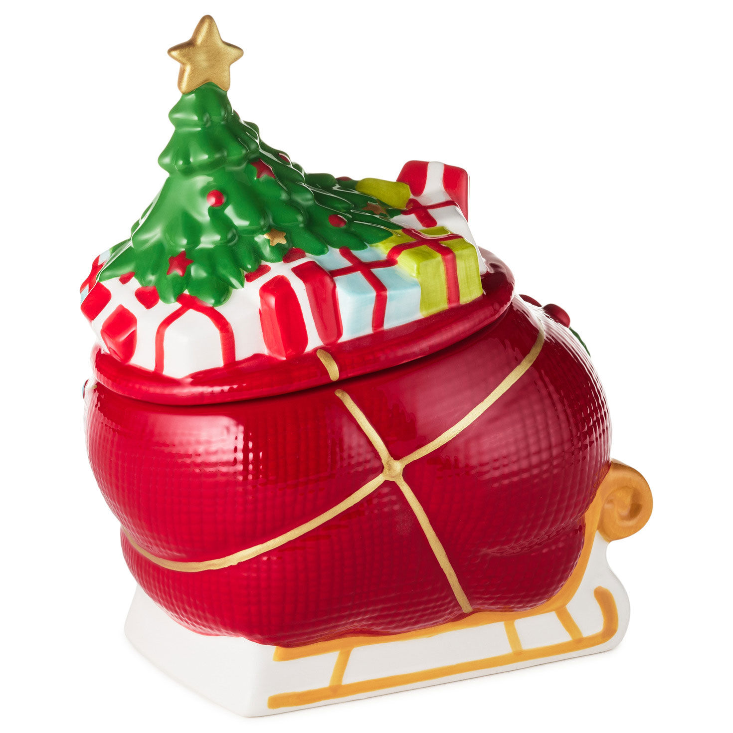 Sculpted Grinch and Sleigh Cookie Jar With Sound back image number 3