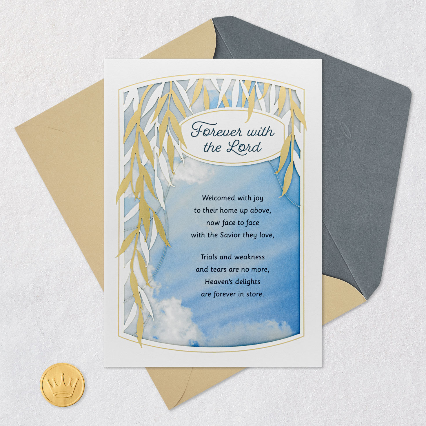 Vines and Blue Sky Christian Sympathy Card Card Front with Envelope and Gold Seal image number 6