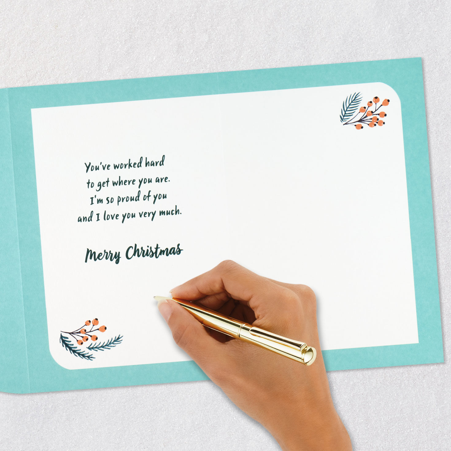 Holiday Greenery and Berries Daughter Christmas Card signing card image number 8