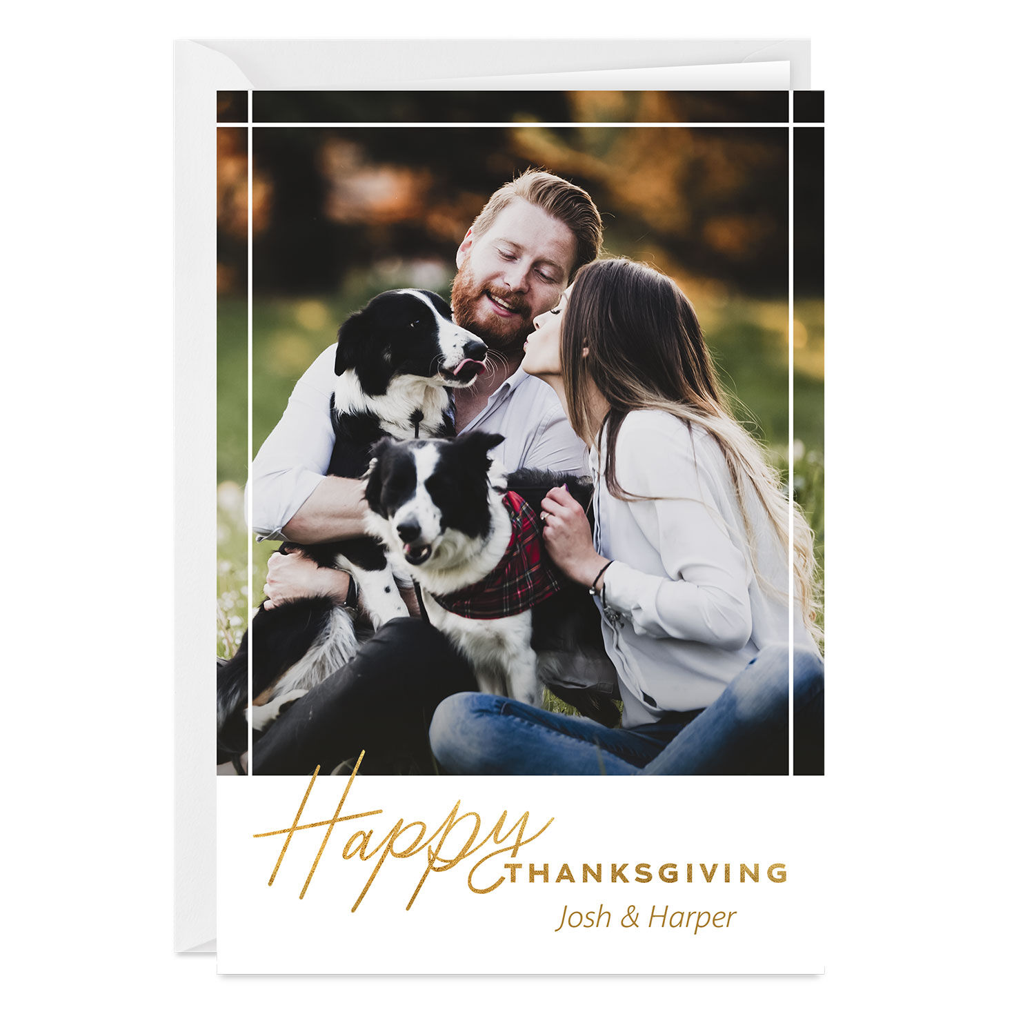 Elegant Gold Lettering Custom Thanksgiving Card