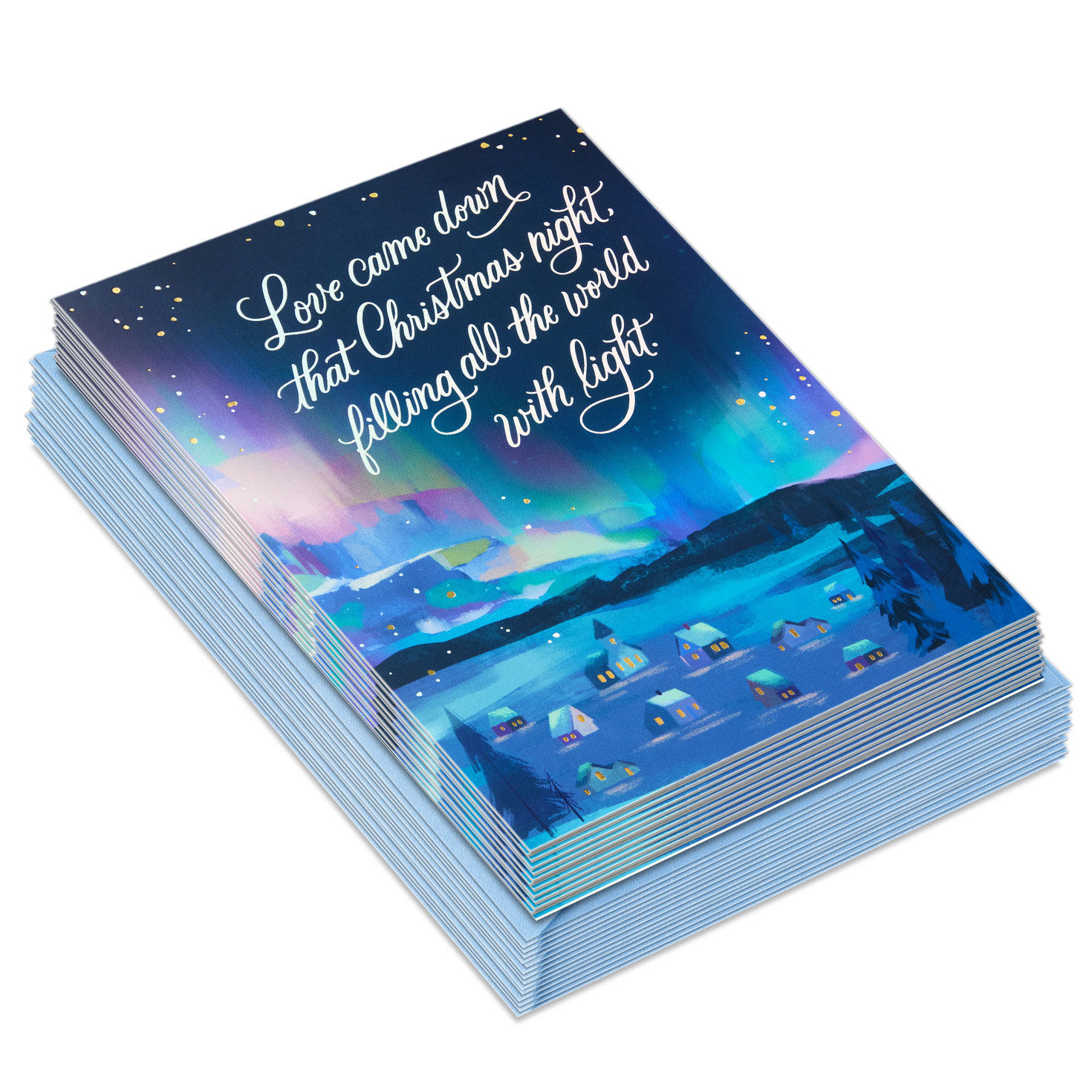 Northern Lights Boxed Christmas Cards front stacked image number 2