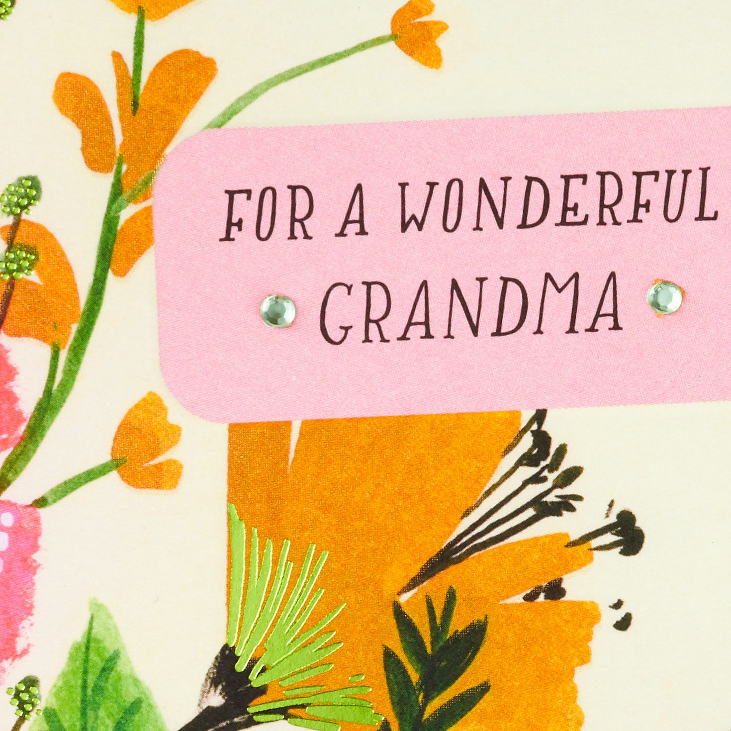 Flowers and Leaves Grandma Mother's Day Card Card Front Detail image number 4