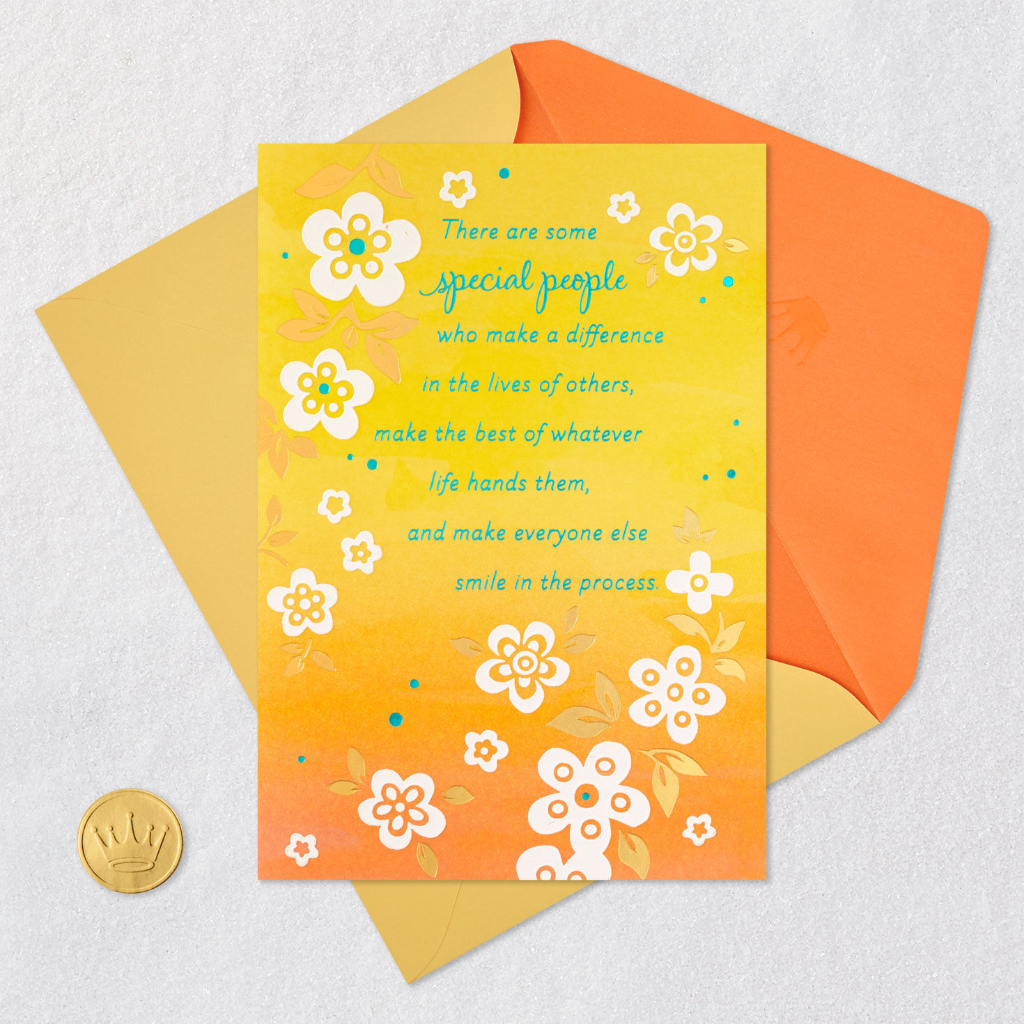 Yellow Sunshine Flowers Birthday Card for Friend Card Front with Envelope and Gold Seal image number 6