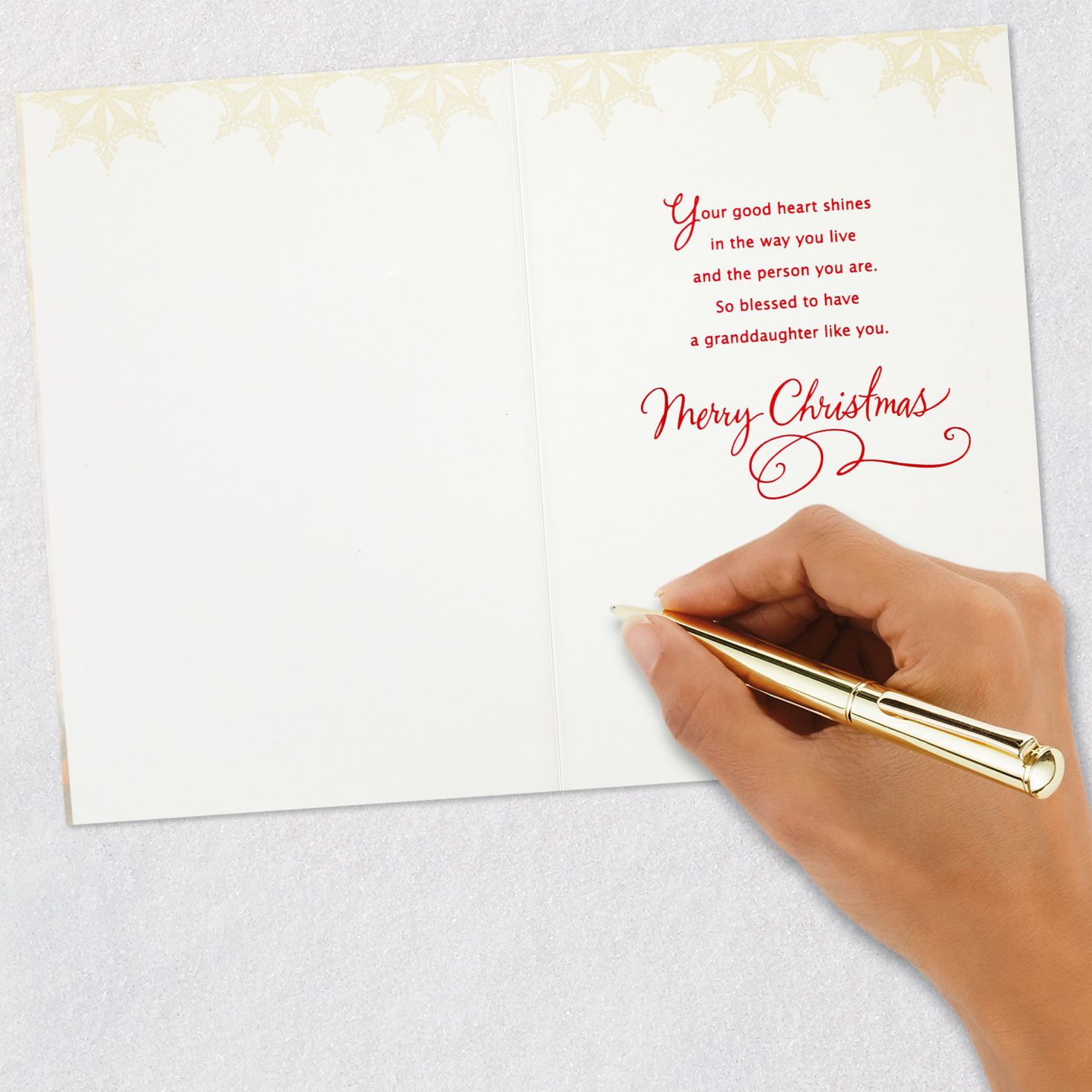 White Tree With Snowflake Granddaughter Christmas Card Signing card image number 6