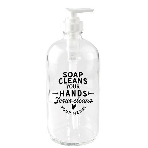 Dexsa Soap and Jesus Cleans Glass Soap Pump Dispenser, 18 oz., 