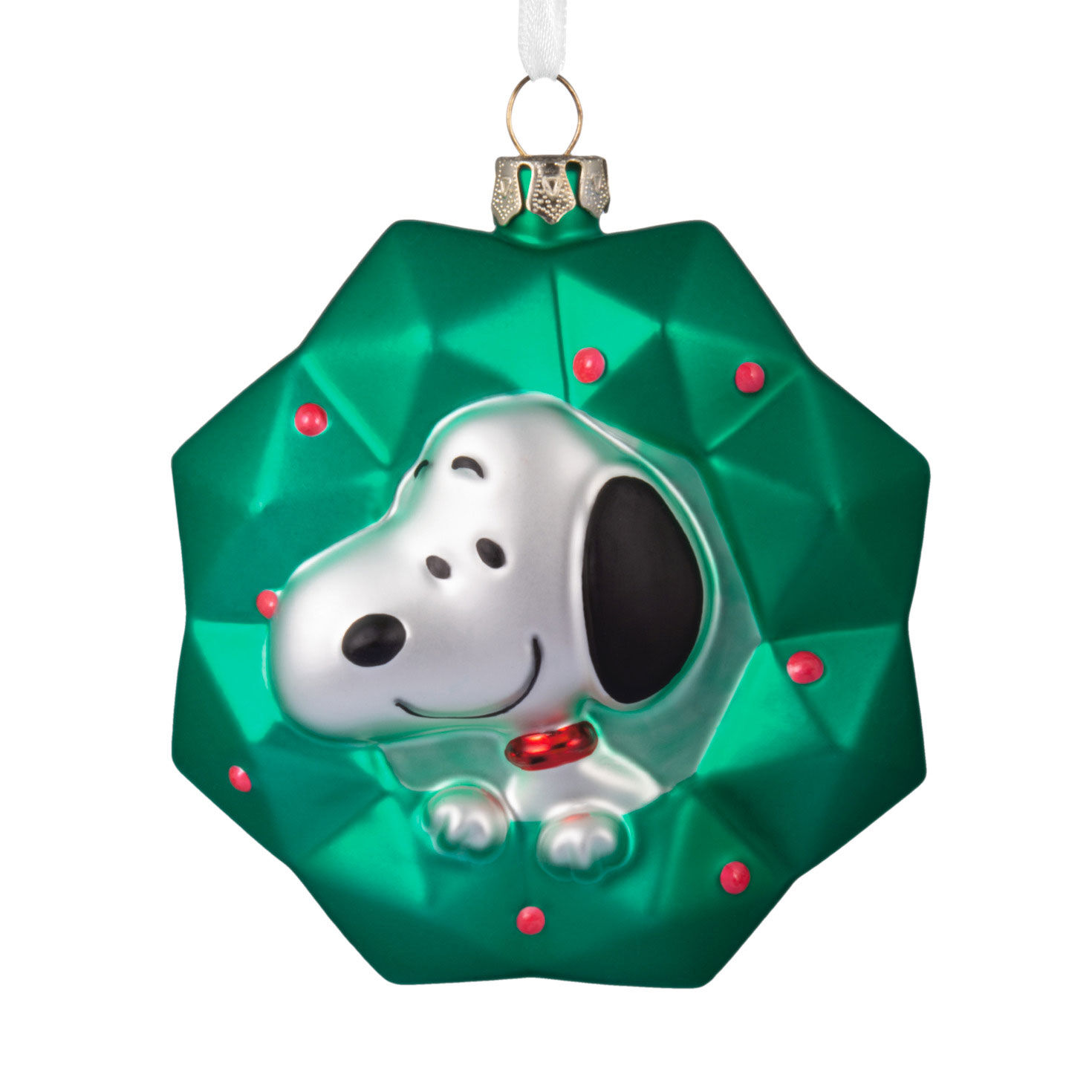 Peanuts® Snoopy in Wreath Blown Glass Hallmark Ornament