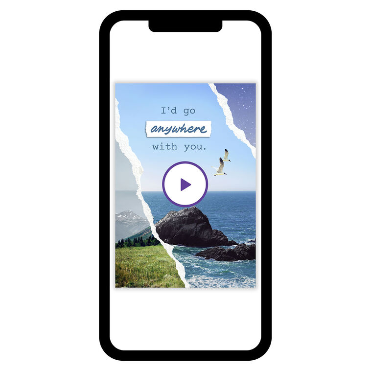 Mountain Ocean Landscapes Personalized Love Card phone with card front image number 1