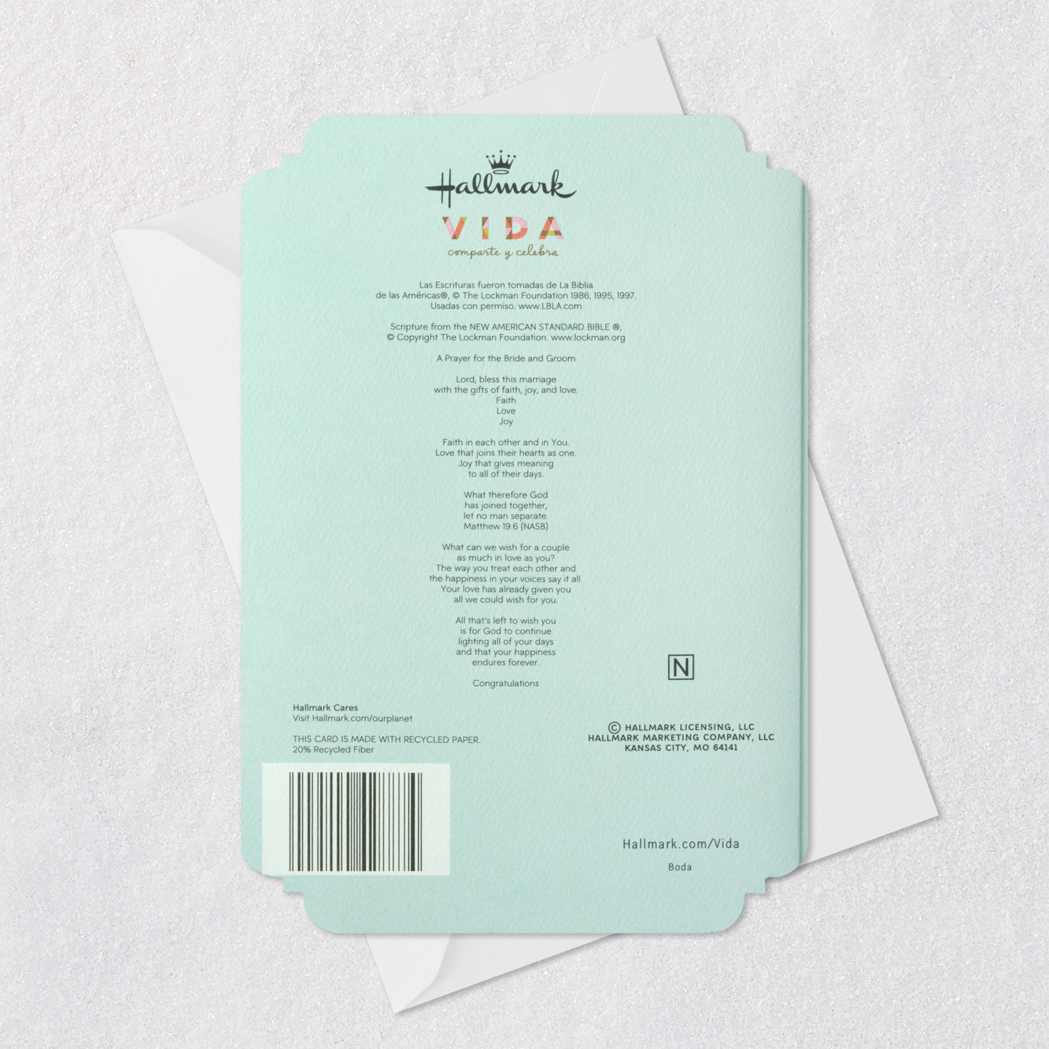 Joy Religious Spanish-Language Wedding Card for Couple With Prayer Card, , large image number 12