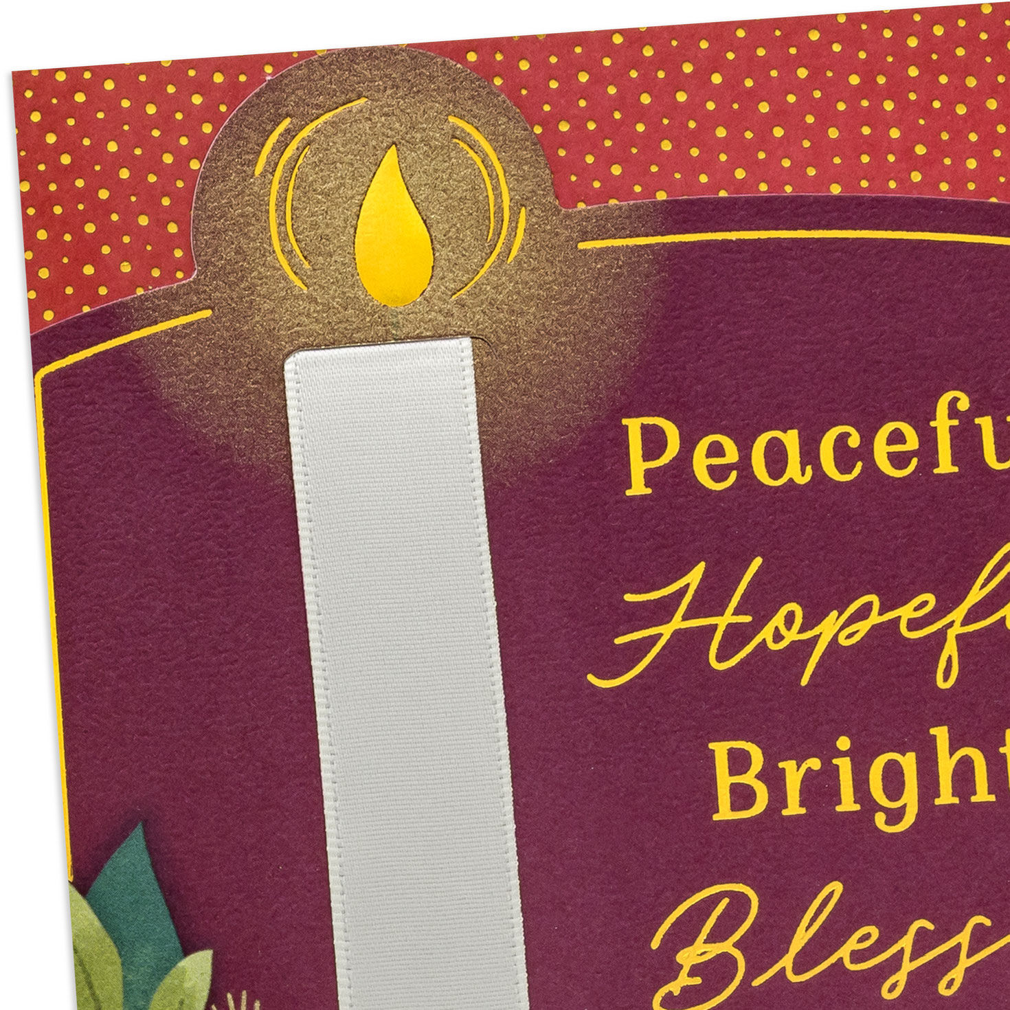 Candle and Poinsettias Religious Christmas Card Card Front Detail image number 5