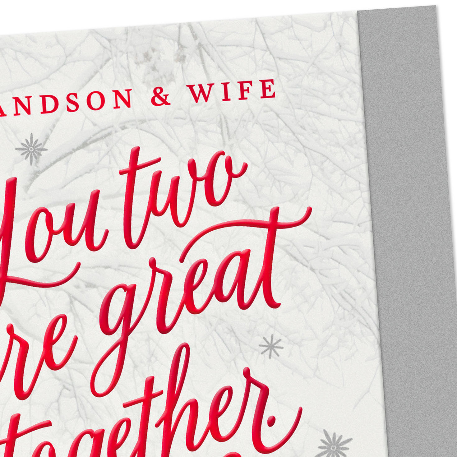 Snowy Couple Christmas Card for Grandson & Wife Card Front Detail image number 4