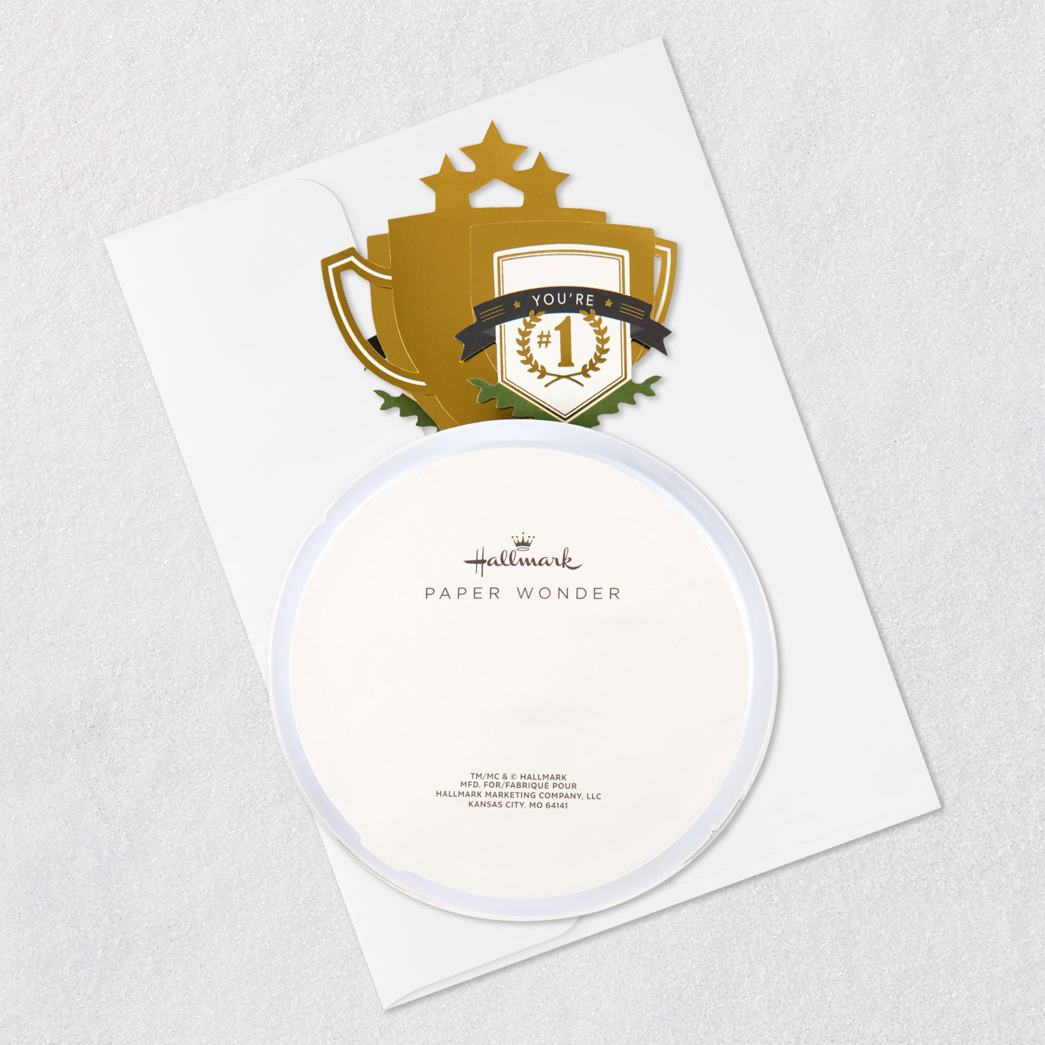 World's Best Dad Trophy Pop-Up Father's Day Card With Music Card Back with Envelope image number 7