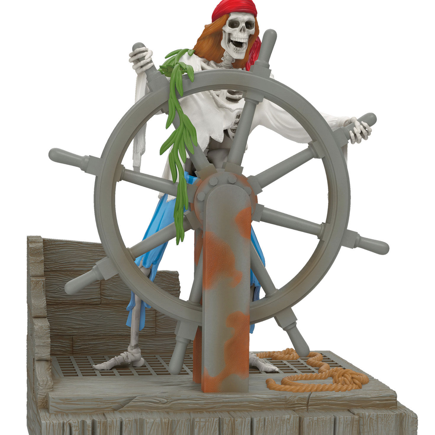 Pirates of Caribbean Skeleton at Ship Wheel Ornament closeup view image number 5