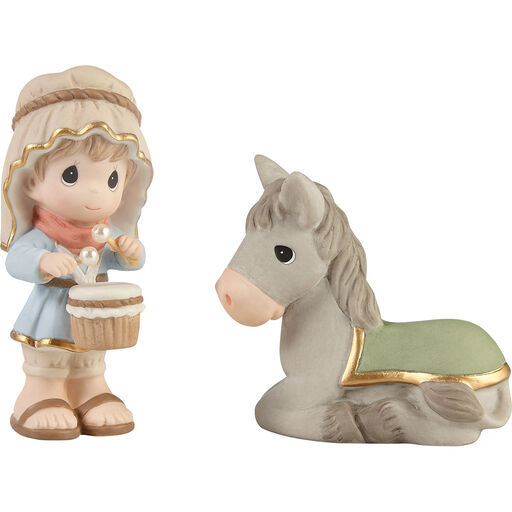 Precious Moments Little Drummer Boy and Donkey Figurines, Set of 2, 