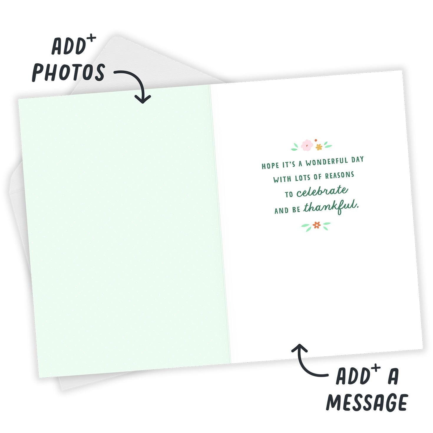 Tulip Drawings Border Personalized Easter Card Open Card with Envelope indicating personalization image number 3