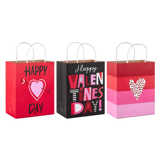 9.7" Assorted 3-Pack Bold Valentine's Day Gift Bags, 