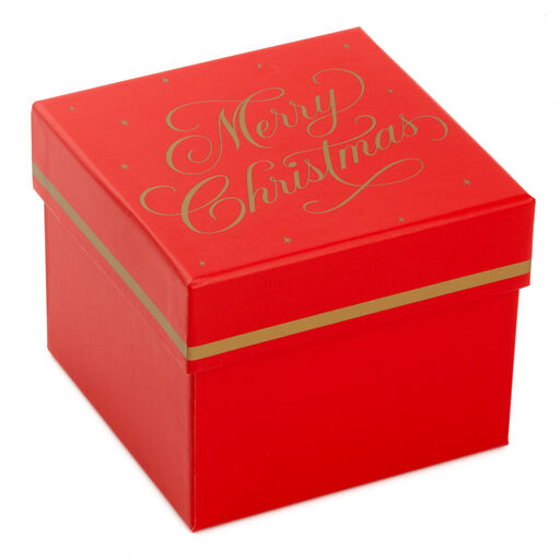 4.6" Small Square Red Merry Christmas Gift Box, 