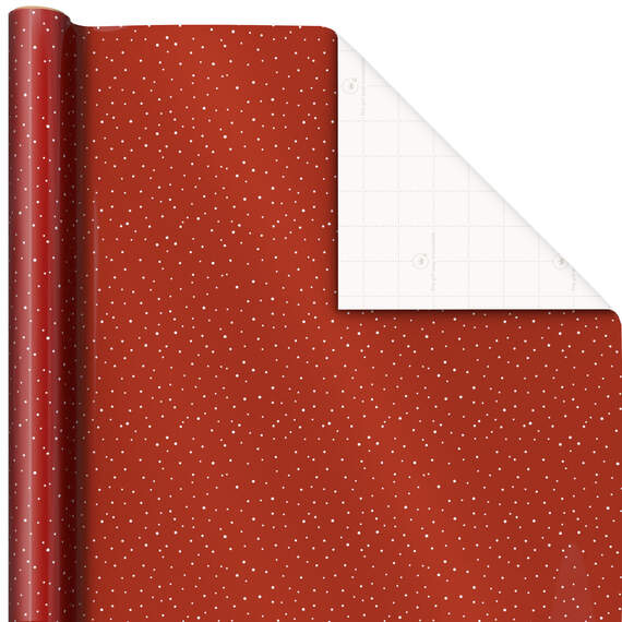 White Speckles on Red Christmas Wrapping Paper, 40 sq. ft.