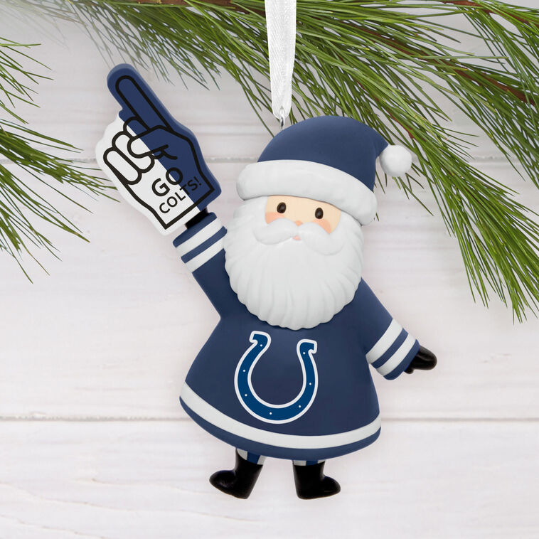 Indianapolis Colts Santa Fan Christmas Ornament hanging on tree image number 2