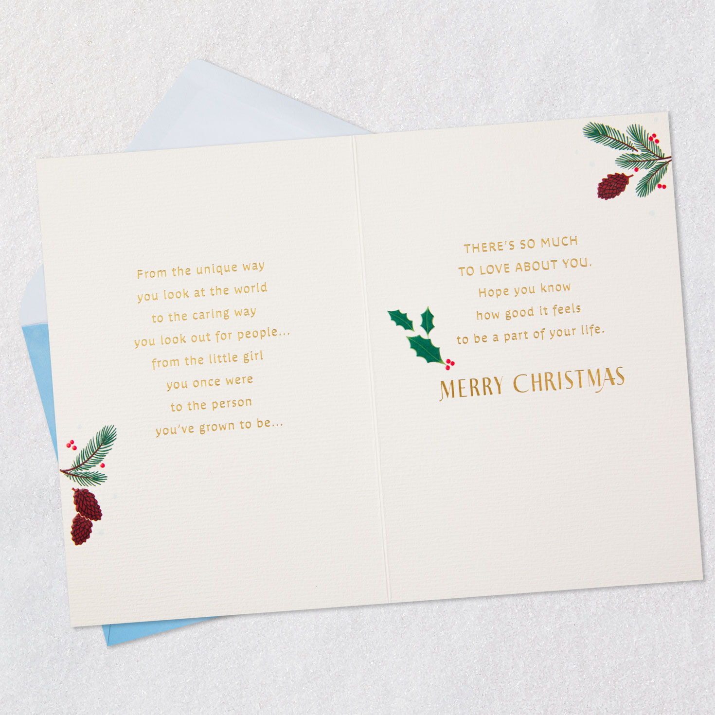 Young Woman Walking Dog Niece Christmas Card Open card with envelope image number 4