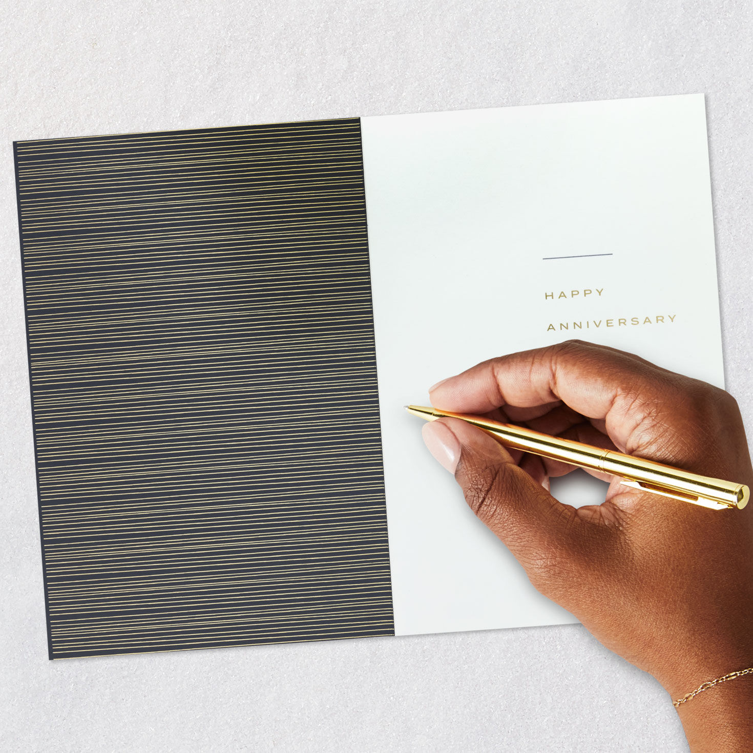 Gray and Gold Flowers Anniversary Card Signing card image number 6