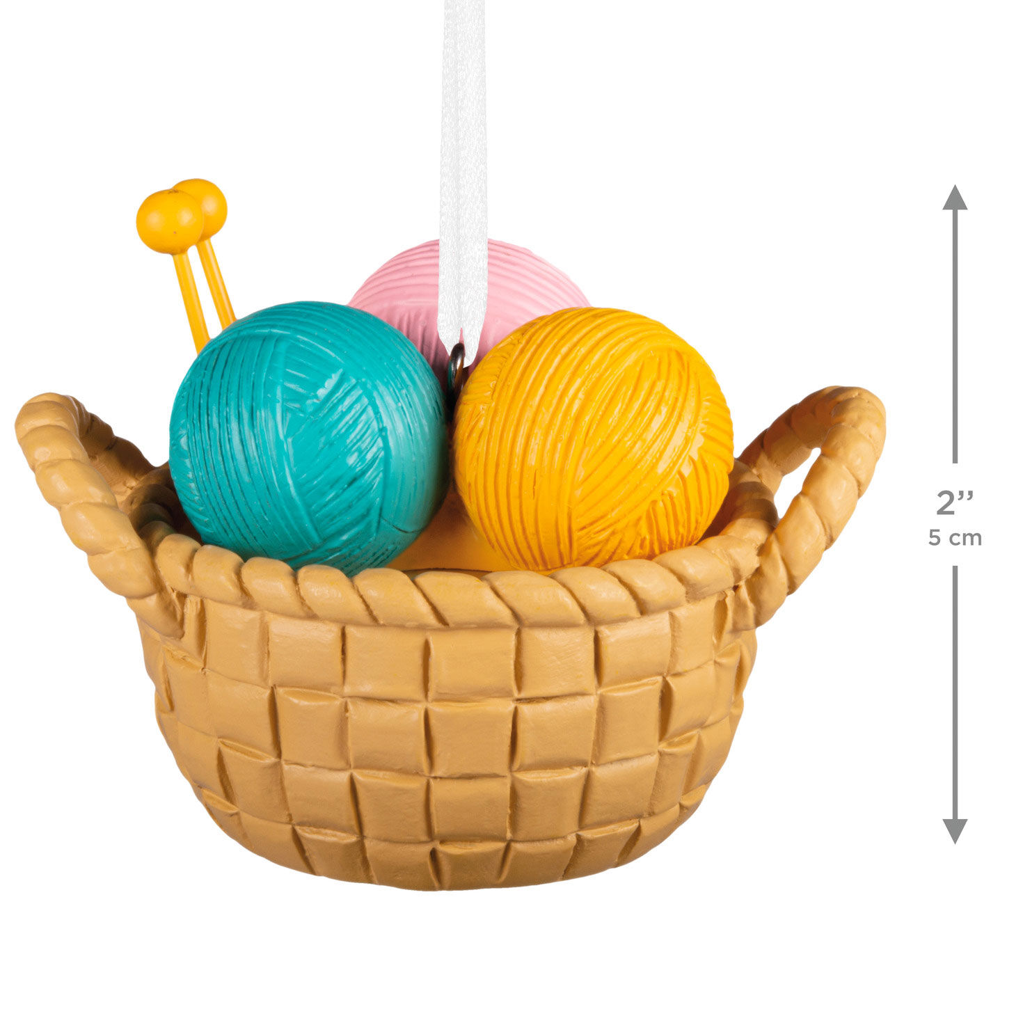 Knitting Basket of Yarn Christmas Ornament measurement image number 3