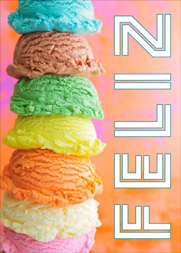 Ice Cream Scoops Large Spanish-Language Birthday Card, 12"