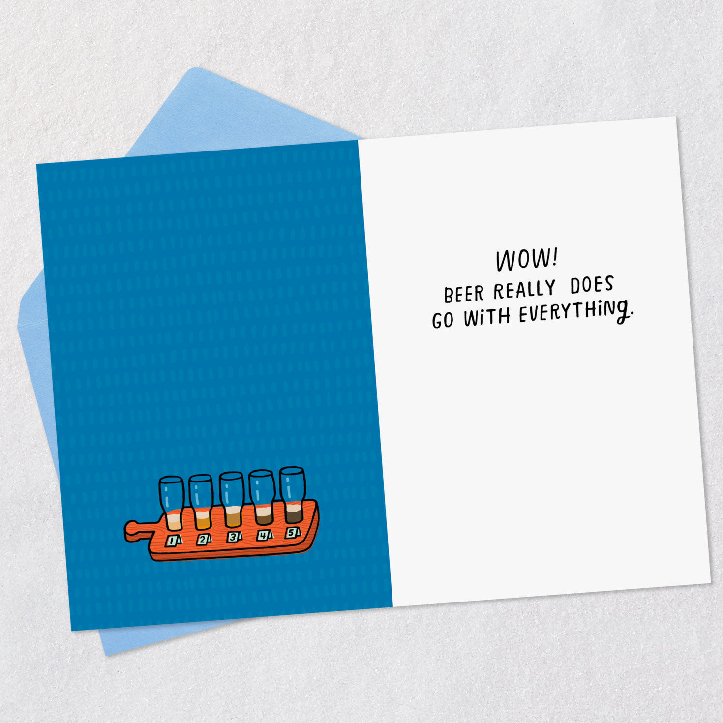 Beer Flight and List Funny Birthday Card Open card with envelope image number 3