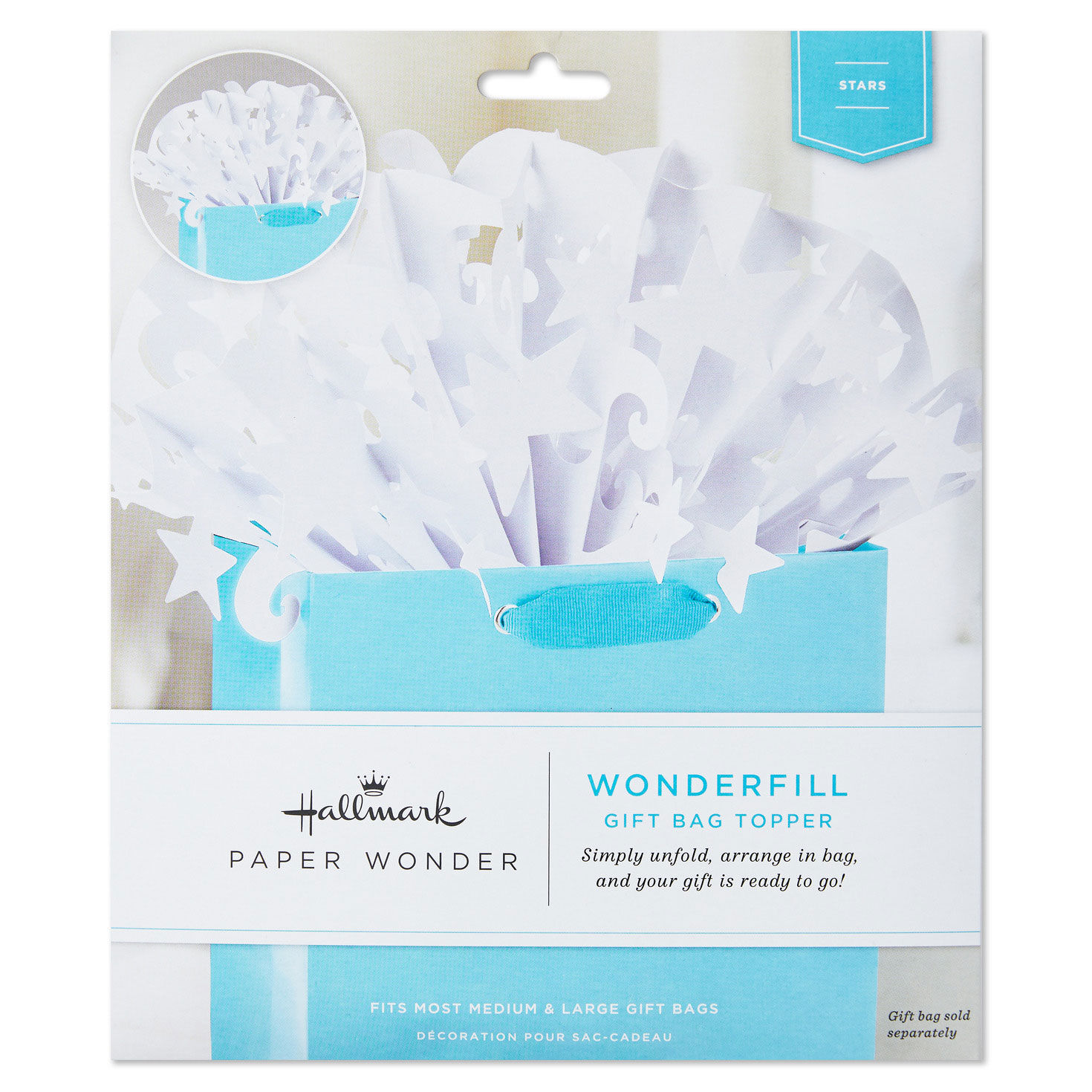 White Stars WonderFill Paper Gift Bag Topper - Tissue | Hallmark