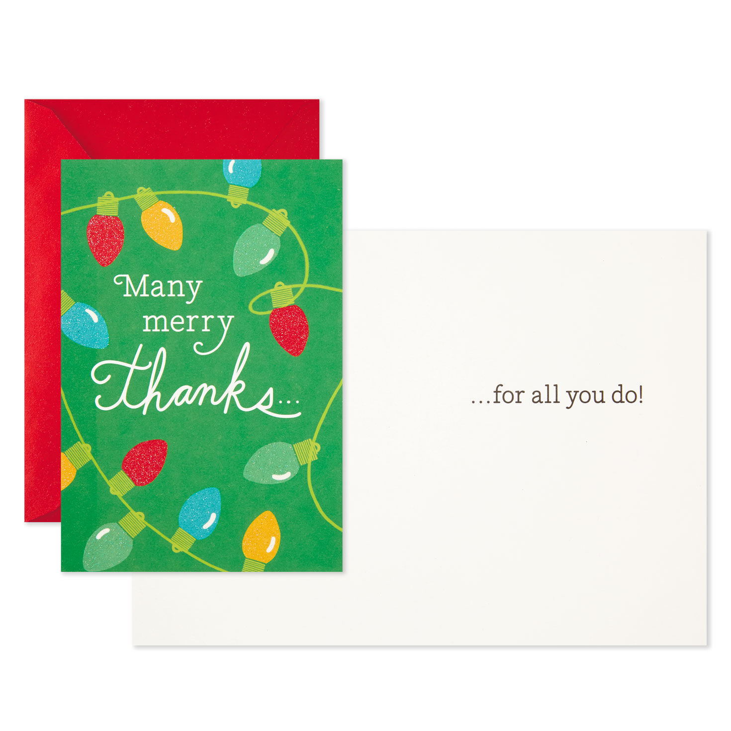 String Lights Christmas Thank You Card Pack Card Front with Sentiment image number 2
