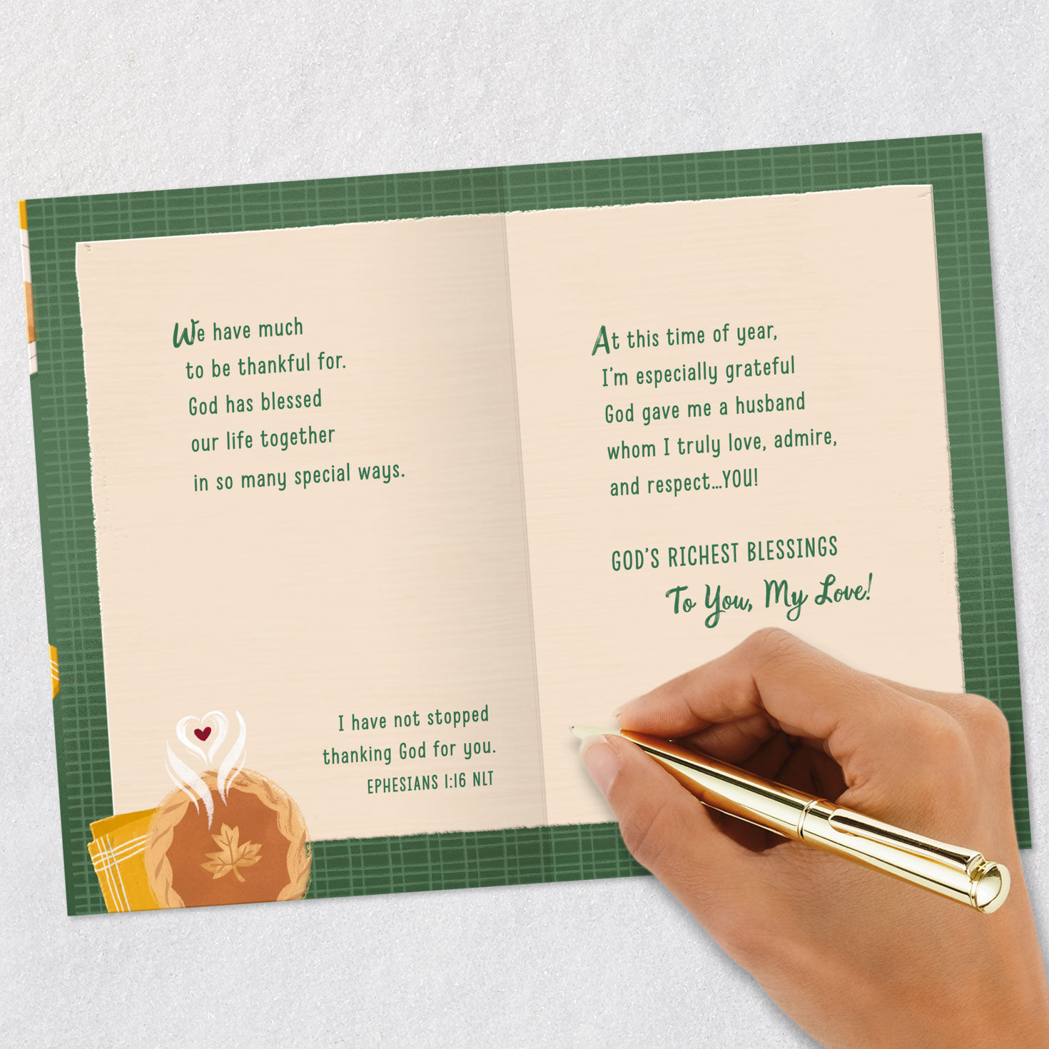 Pie and Coffee Religious Thanksgiving Card for Husband signing card image number 8