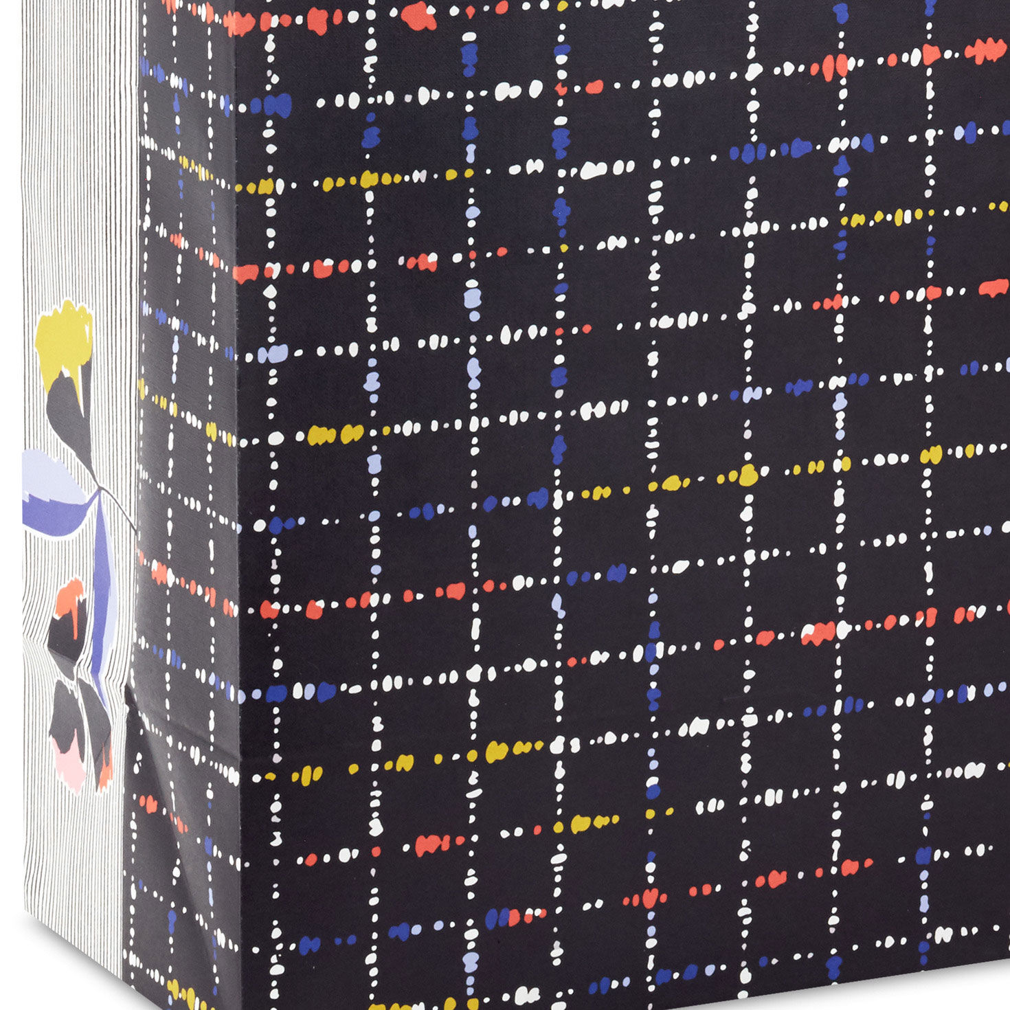 Retro Black Grid and Florals XL Gift Bag Base/Side Detail image number 5