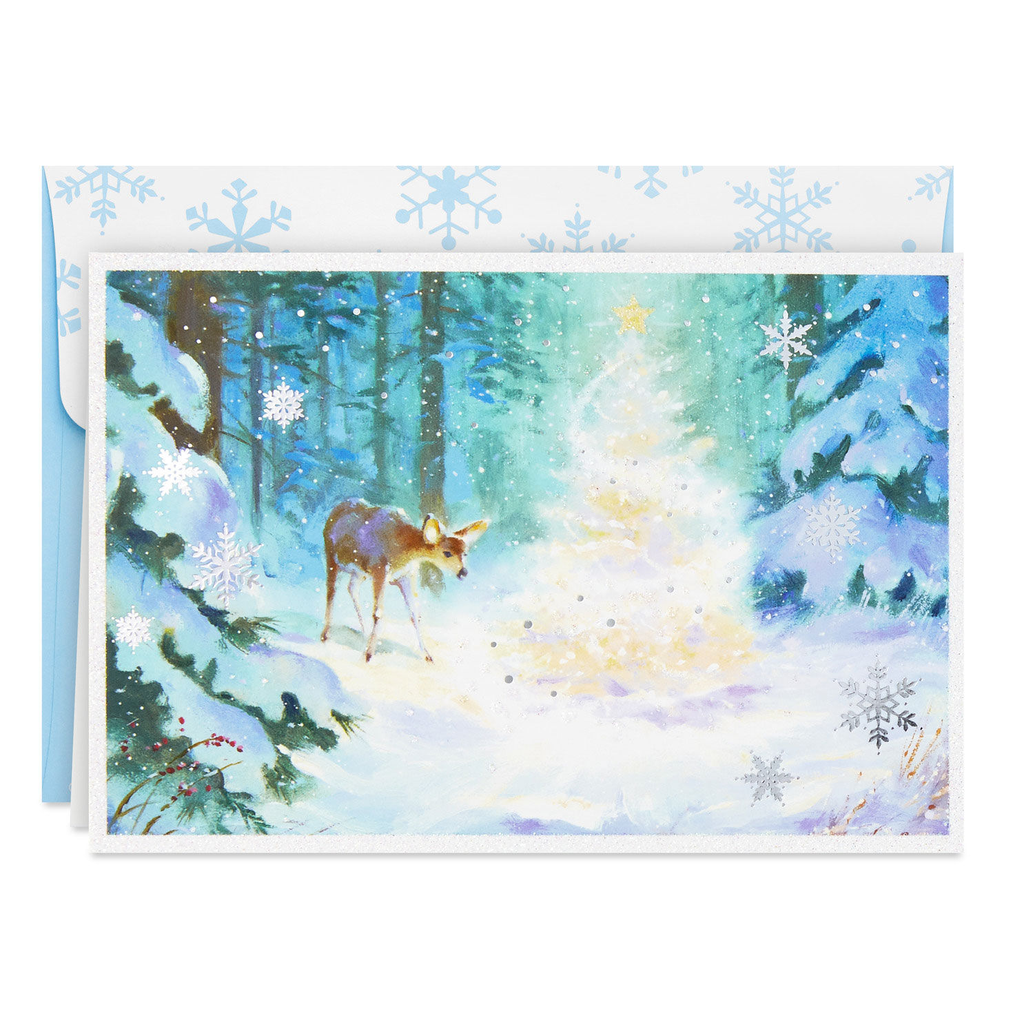 Deer and Tree in Forest Boxed Christmas Cards, Pack of 16, , large image number 2
