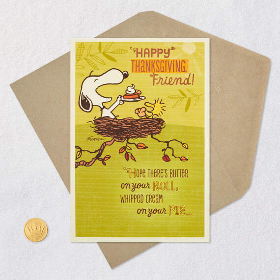 Peanuts® Snoopy and Woodstock Smile Thanksgiving Card for Friend, , large image number 5