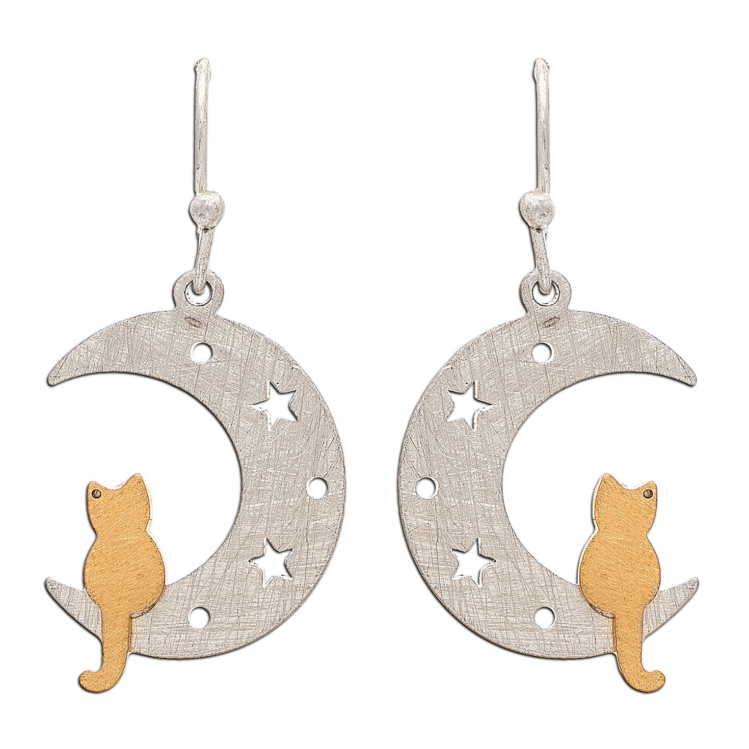 Rain Jewelry Cat in Moon Matte Mixed Metal Earrings for only USD 18.00 | Hallmark